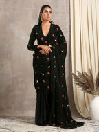 trueBrowns Black Velvet Embroidered Blouse