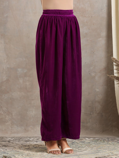 trueBrowns Wine Velvet High Waist Pant