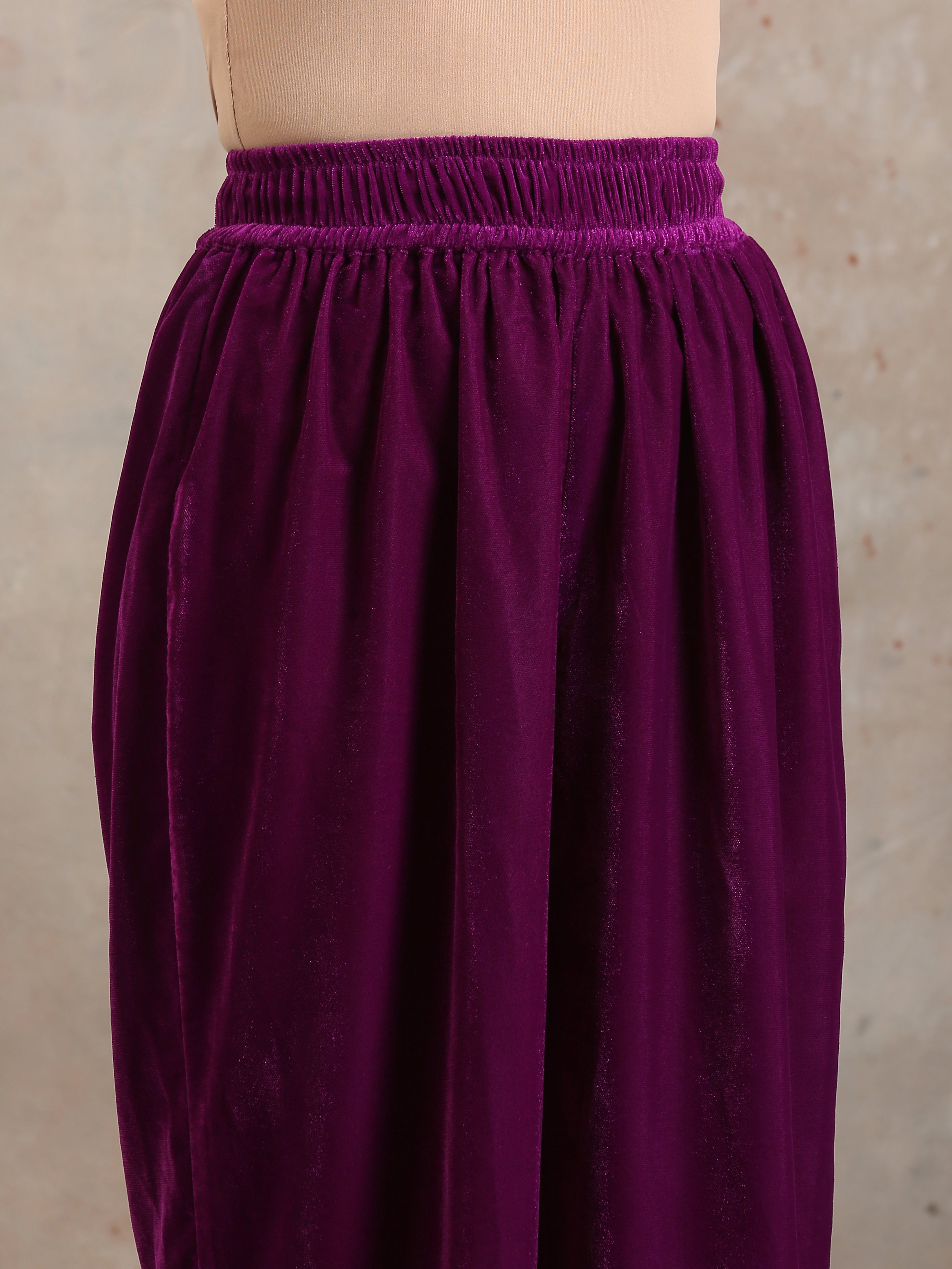 trueBrowns Wine Velvet High Waist Pant