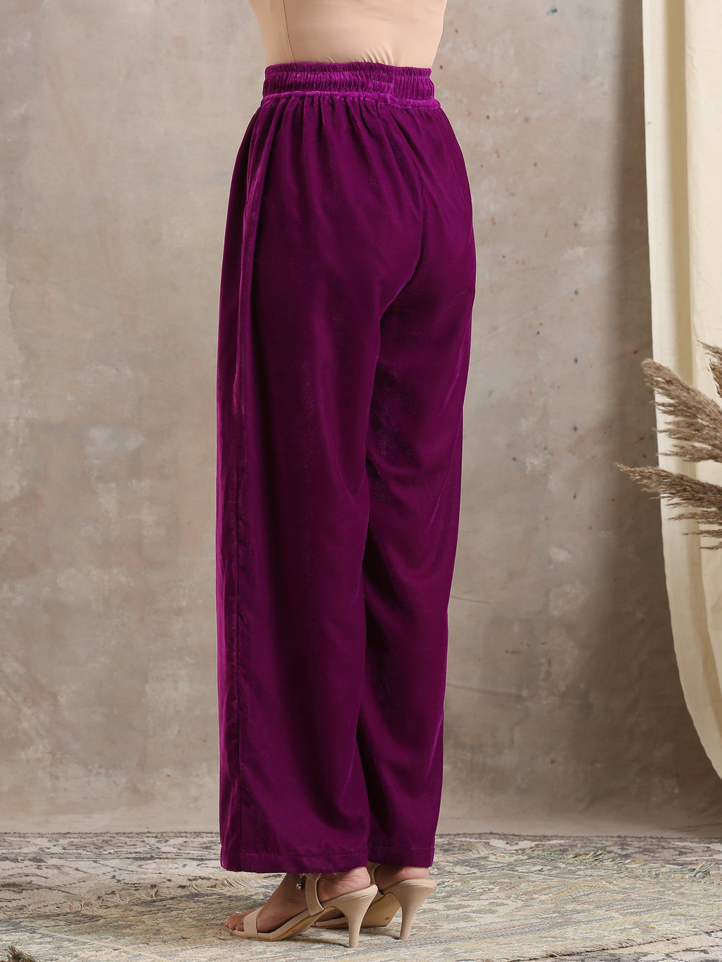 trueBrowns Wine Velvet High Waist Pant