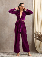 trueBrowns Wine Velvet High Waist Pant