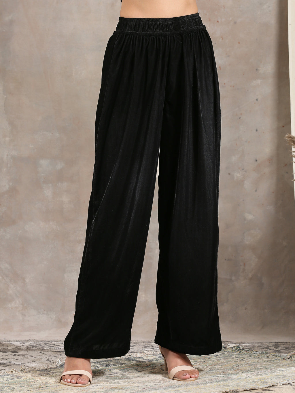 trueBrowns Black Velvet High Waist Pant
