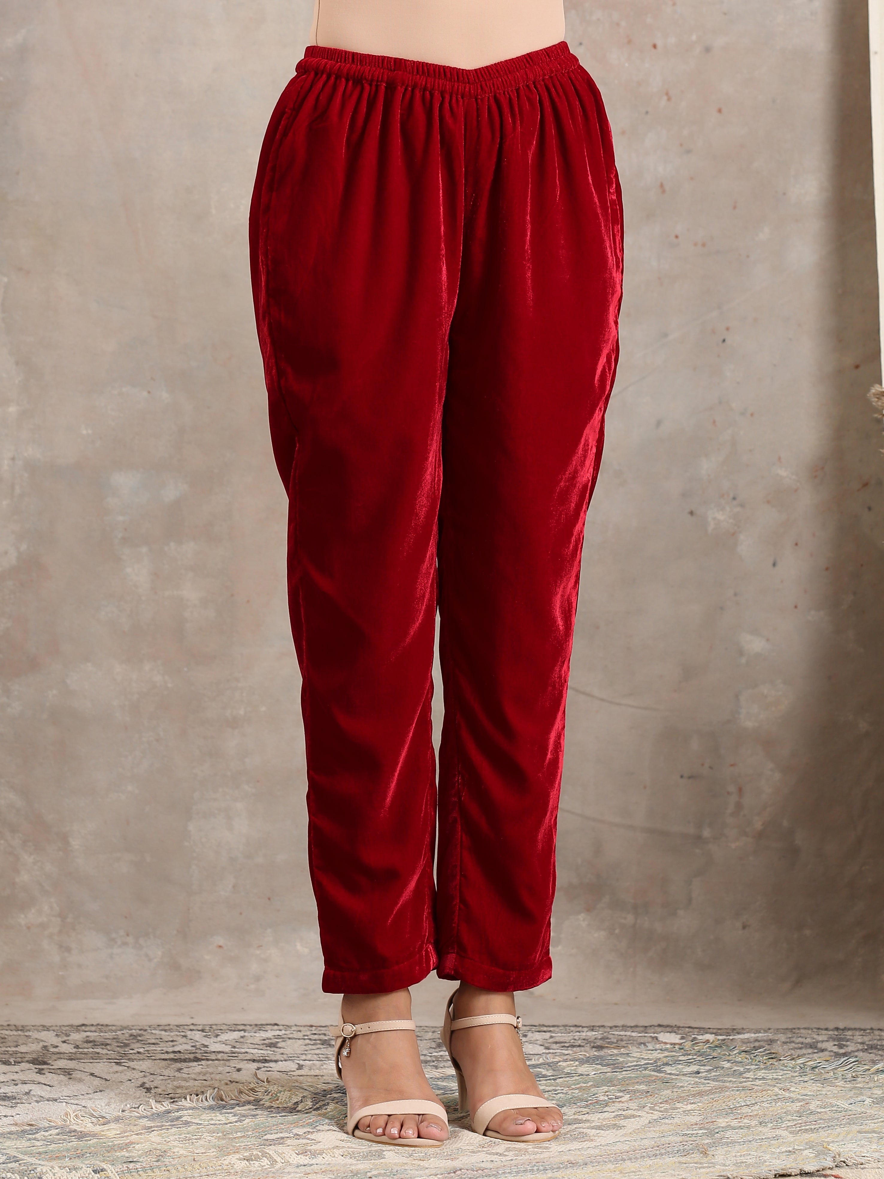 trueBrowns Red Velvet Pant