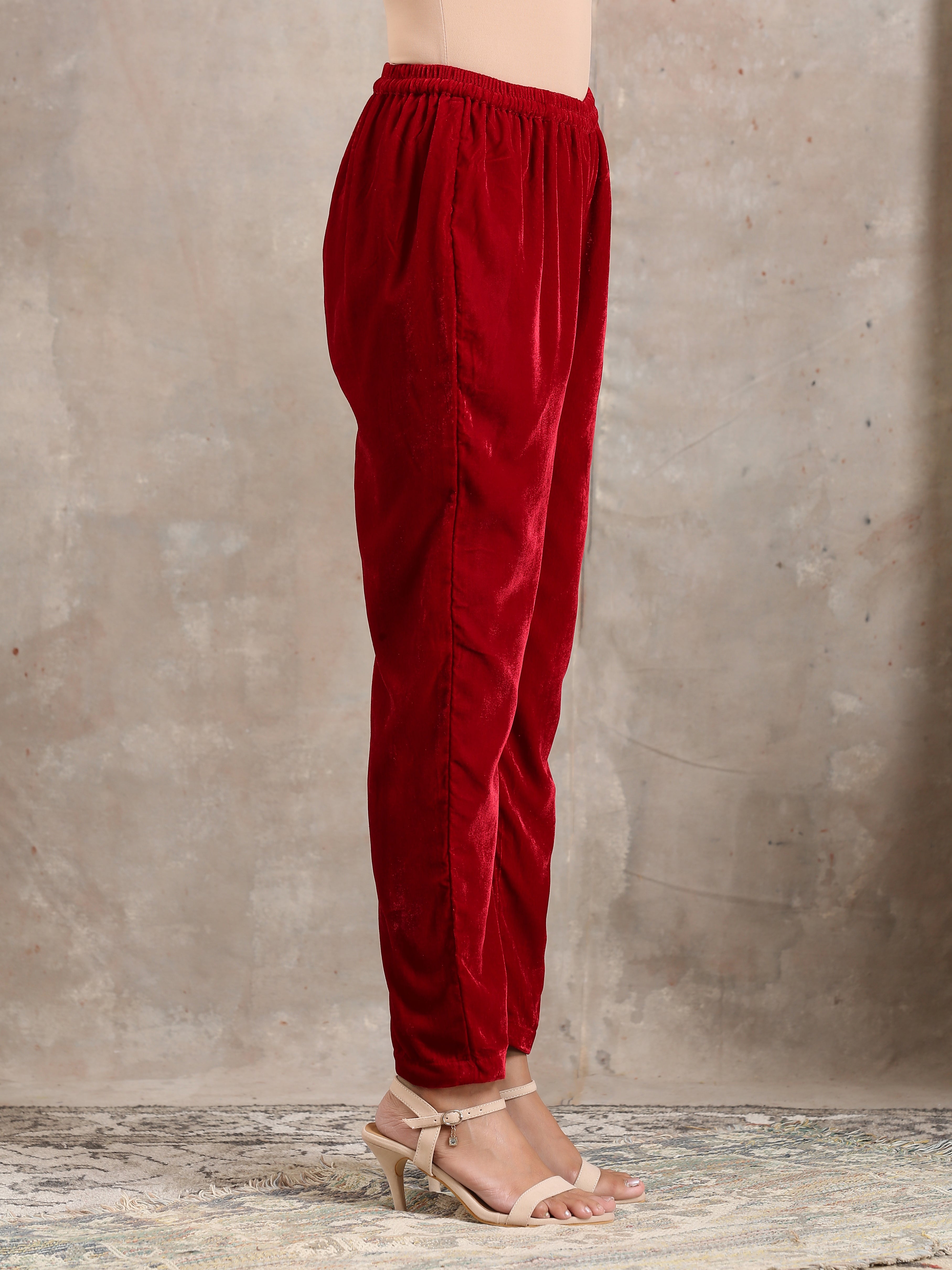 trueBrowns Red Velvet Pant