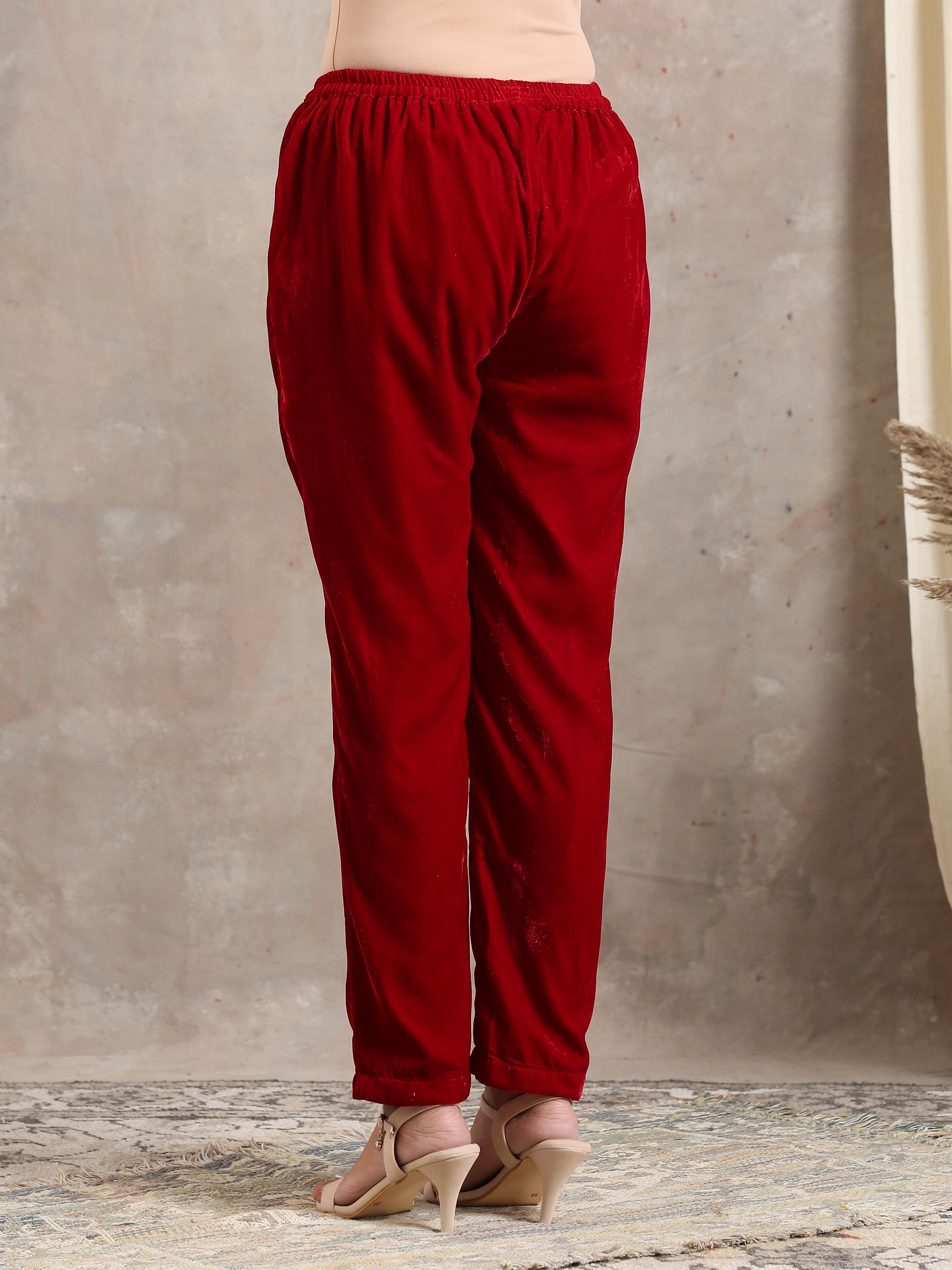trueBrowns Red Velvet Pant