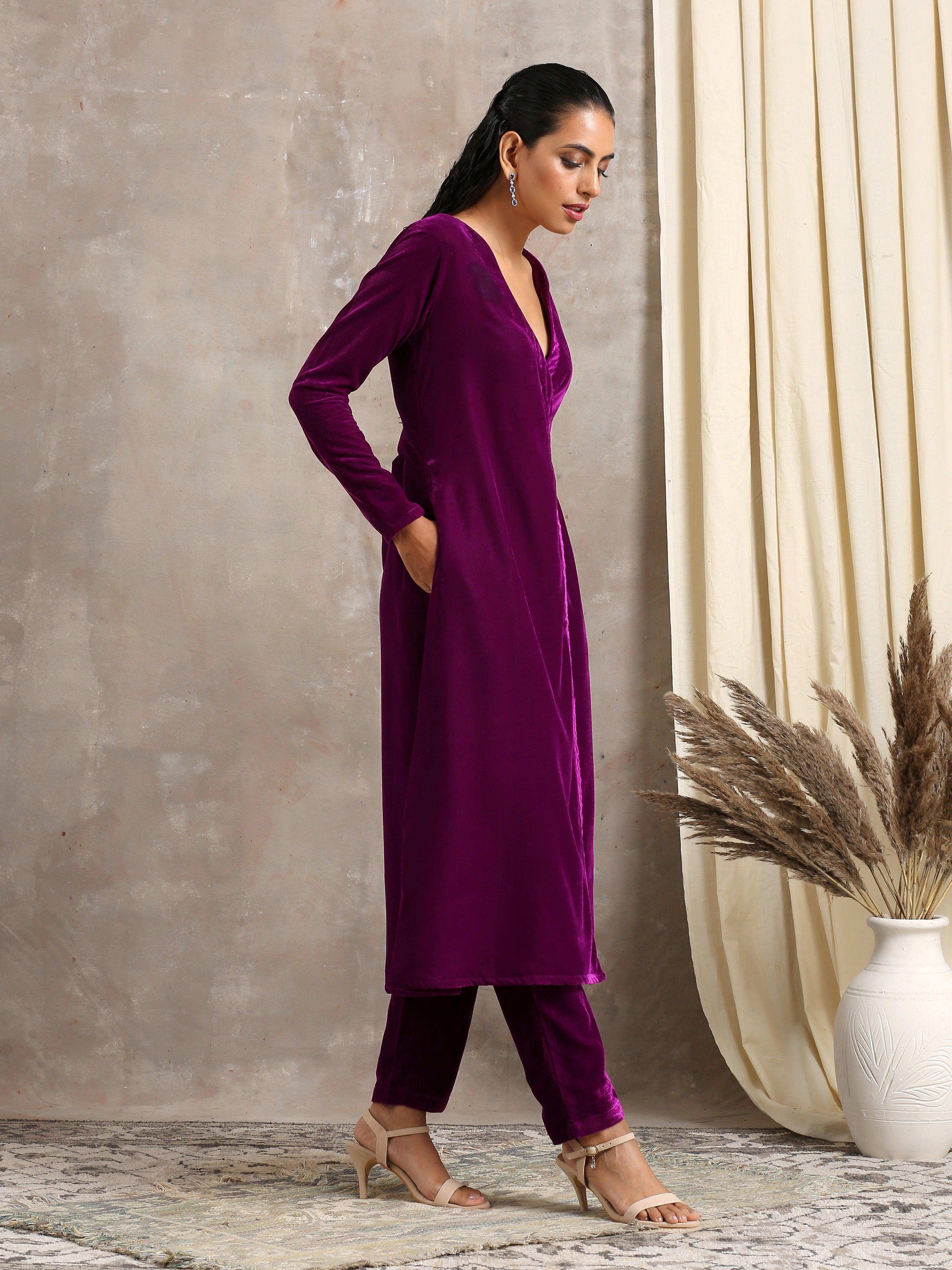 trueBrowns Wine Velvet Angrakha | Relove - Distacart