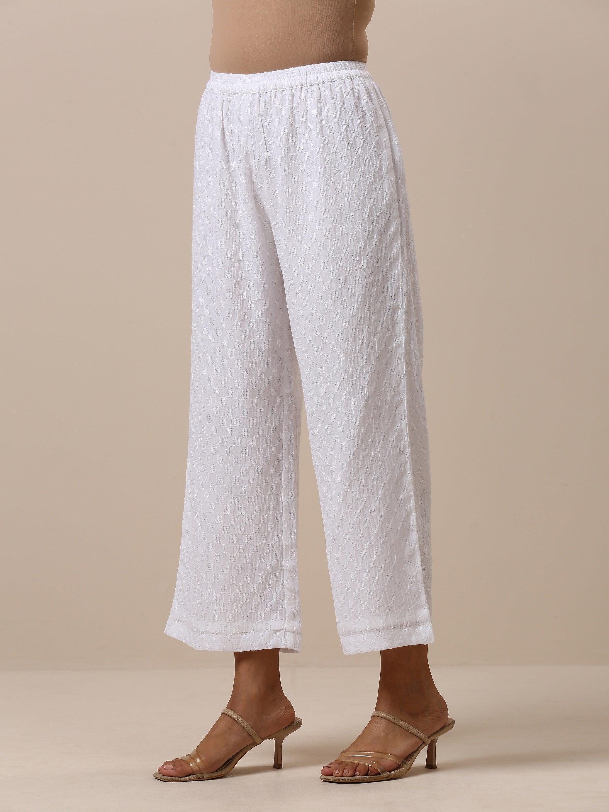 trueBrowns Cotton White Weave Pant