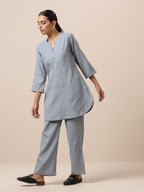 trueBrowns Cotton Steel Blue Short Co-Ord Set | Relove - Distacart