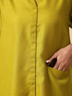 trueBrowns Cotton Linen Lime Green Pleated Co-Ord Set | Relove - Distacart