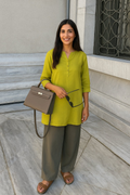 trueBrowns Lime Cotton Blend Short Kurta - Distacart