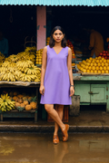 trueBrowns Lilac Cotton Blend Short Dress - Distacart