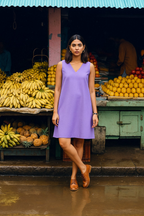 trueBrowns Lilac Cotton Blend Short Dress - Distacart