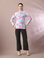 Myshka Women's Multi Embellished Raglan Sleeve Party Top
