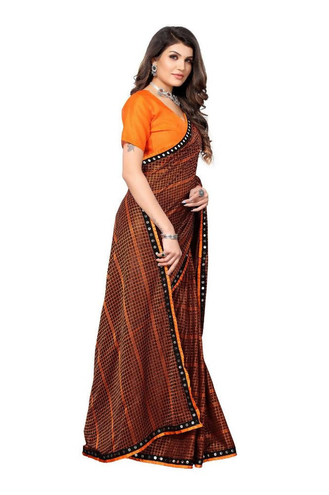 Vamika Orange Lycra Knitted Saree