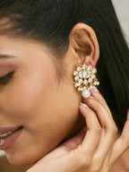 Nuyug 22K Gold-Plated Elegant MOP Studded Ethnic Pearl Drop Stud Earrings - Distacart