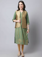 Even Apparels Beige Bansari Silk Open Front Women's Gillet - Distacart