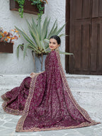 Teeya Creation Wine Color Kasturi Silk Heavy Work Saree
