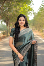 Teeya Creation Teal Color Burberry Silk Heavy Work Saree