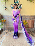 Teeya Creation Blue Color Georgette Embroidery Crush Work Saree