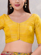 Joban Fashion Women Silk Yellow Stitched Blouse