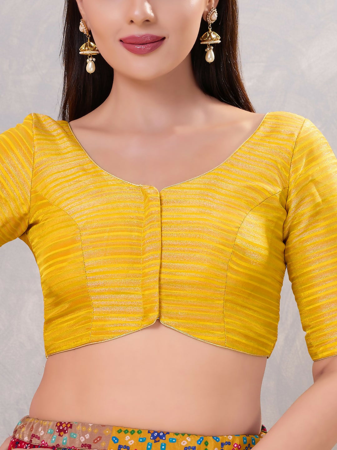 Joban Fashion Women Silk Yellow Stitched Blouse