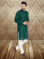 Even Apparels Men's Pure Cotton Green Kurta