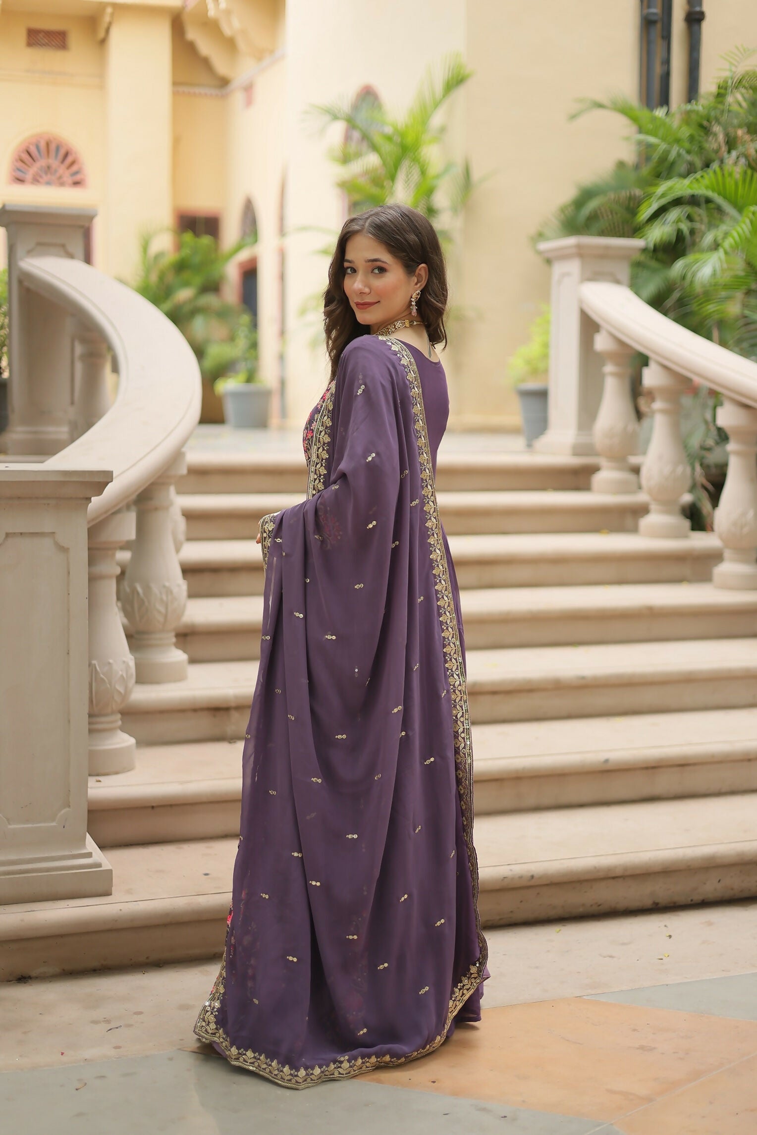 Joban Fashion Onion Georgette Sequence Embroidery Work Kurta Set - Distacart
