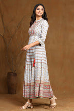 Juniper Women Grey Rayon Embroidered Flared Dress - Distacart