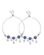 VOJ Set Of 2 Silver Plated Evil Eye Handcrafted Anklets - Distacart