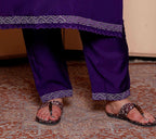 Miravan Women's Plus Size Purple Muslin Straight kurta and palazzo with dupatta Suit set - Distacart