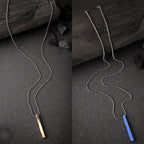 NVR Men's Set of 2 Gold & Blue Geomatric Pendent With Chain
