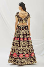 Purple Velvet Semi-Stitched Wedding Bridal Lehenga - Nimaya