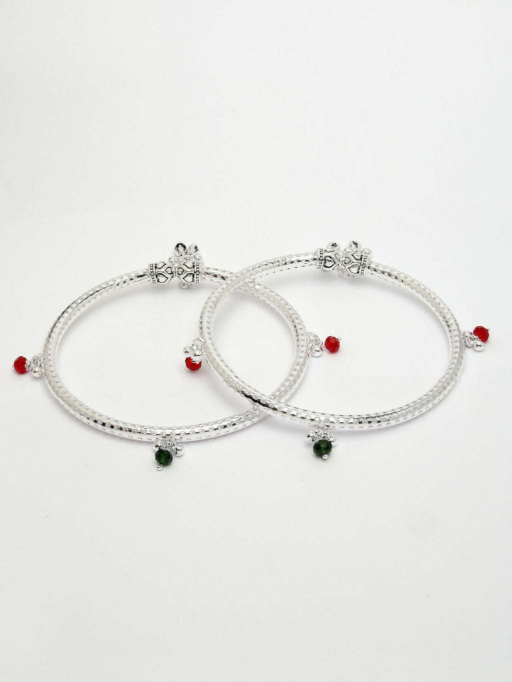 NVR Women's Set of 2 Silver-Plated Kada Anklets - Distacart