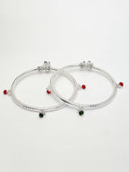 NVR Women's Set of 2 Silver-Plated Kada Anklets - Distacart