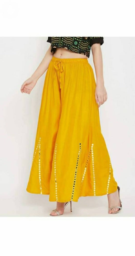 Mominos Fashion Yellow Mirror Work Palazzo