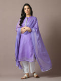 Myshka Women's Lavender Printed Kota Straight Party Kurta Set With Dupatta