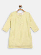 Ahalyaa Yellow Poly Silk Kids Kurta Pant With Dupatta For Girls