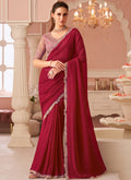 Vegaa Fashion Red Georgette Embroidered Party Wear Saree - Distacart