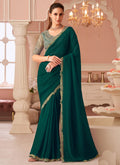 Vegaa Fashion Green Georgette Embroidered Party Wear Saree - Distacart