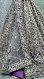 Jyoti Fashion Women's Violet Bridal Net Fancy Sequins with Multi Thread Embroidered Wedding Lehenga Choli