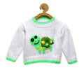 Chutput Kids Woollen Hand Knitted Turtle Design Sweater - White
