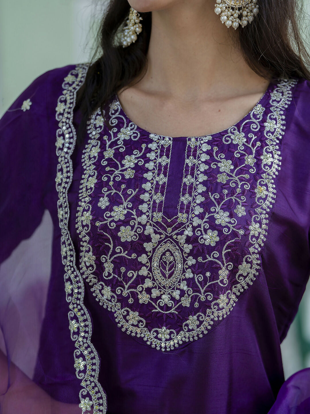 Vellora Purple Silk Blend Embroidered Designer Salwar Suit