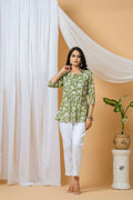 Joban Fashion Green Floral Hand Block Printed Cotton Co-Ord Set - Distacart
