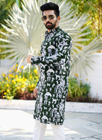 Prazu Fashion Green Lucknowi Silk Kurta With Pajama - Distacart