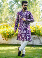 Prazu Fashion Violet Lucknowi Silk Kurta With Pajama - Distacart