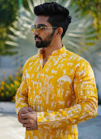 Prazu Fashion Yellow Lucknowi Silk Kurta With Pajama - Distacart