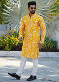 Prazu Fashion Yellow Lucknowi Silk Kurta With Pajama - Distacart