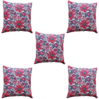 The Decor Nook Red And Blue Floral Print Cushion Cover