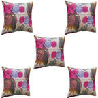 The Decor Nook Beige Base With Multicolour Flowers Print Cushion Cover