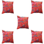 The Decor Nook Orange Base With Birds Print Cushion Cover